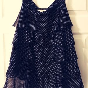Ladies polka dot. Ruffle blouse